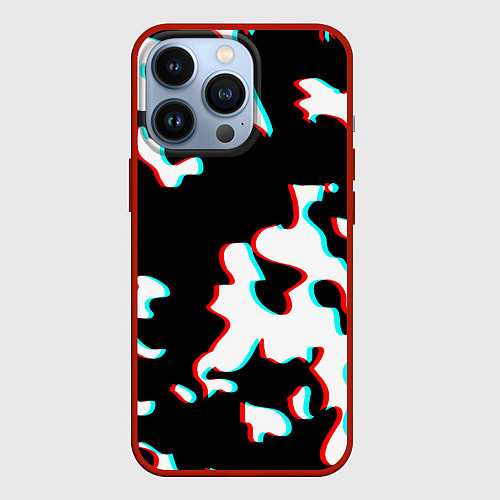 Чехол iPhone 13 Pro Камуфляж глитч / 3D-Красный – фото 1