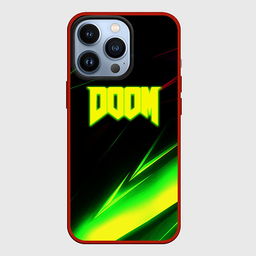 Чехол iPhone 13 Pro Doom кислотные линии / 3D-Красный – фото 1