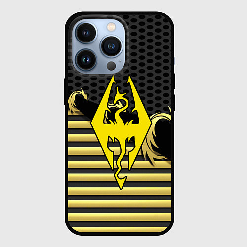 Чехол iPhone 13 Pro Skyrim gold edinion / 3D-Черный – фото 1