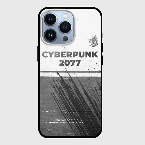 Чехол iPhone 13 Pro Cyberpunk 2077 - white gradient посередине / 3D-Черный – фото 1