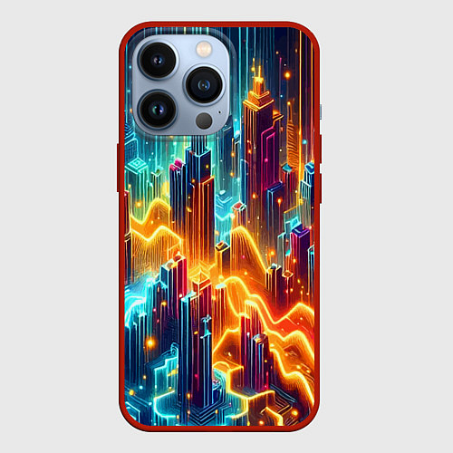 Чехол iPhone 13 Pro Neon metropolis - vaporwave / 3D-Красный – фото 1