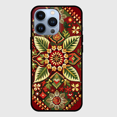 Чехол iPhone 13 Pro Русские классические узоры и орнамент / 3D-Черный – фото 1