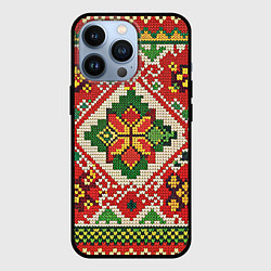 Чехол для iPhone 13 Pro Классические русские узоры и орнамент, цвет: 3D-черный