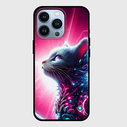 Чехол iPhone 13 Pro Космический кибер котёнок - неоновое свечение
