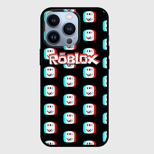 Чехол iPhone 13 Pro Roblox pattern glitch / 3D-Черный – фото 1