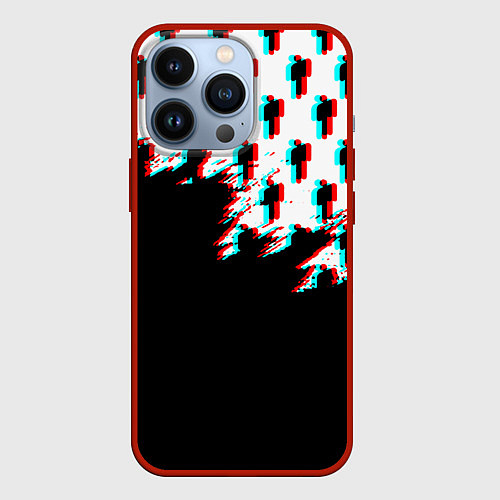 Чехол iPhone 13 Pro Billie Eilish pattern glitch / 3D-Красный – фото 1