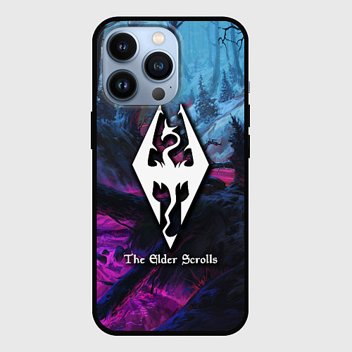 Чехол iPhone 13 Pro Skyrim game steel / 3D-Черный – фото 1