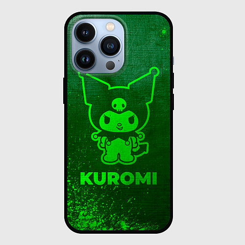 Чехол iPhone 13 Pro Kuromi - green gradient / 3D-Черный – фото 1