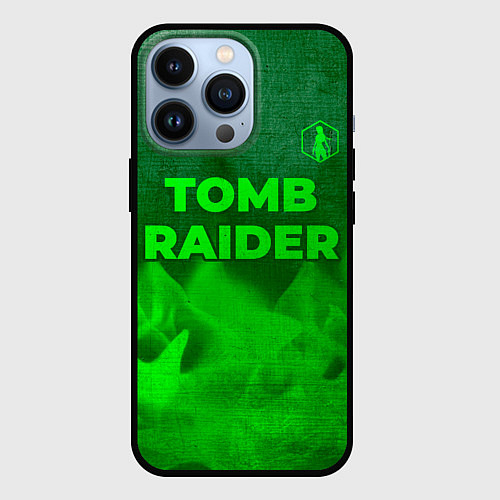 Чехол iPhone 13 Pro Tomb Raider - green gradient посередине / 3D-Черный – фото 1