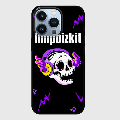 Чехол iPhone 13 Pro Limp Bizkit неоновый череп / 3D-Черный – фото 1