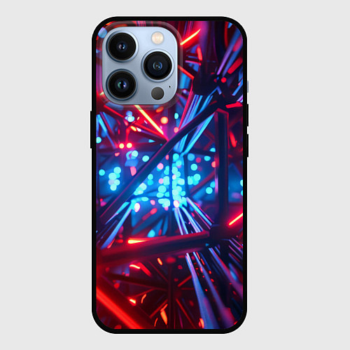 Чехол iPhone 13 Pro Неоновые трубки / 3D-Черный – фото 1