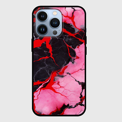 Чехол iPhone 13 Pro Мрамор в розовых оттенках / 3D-Черный – фото 1