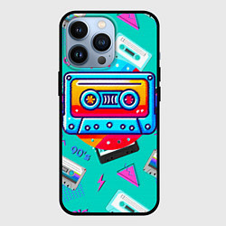 Чехол iPhone 13 Pro Кассеты и надпись 90s