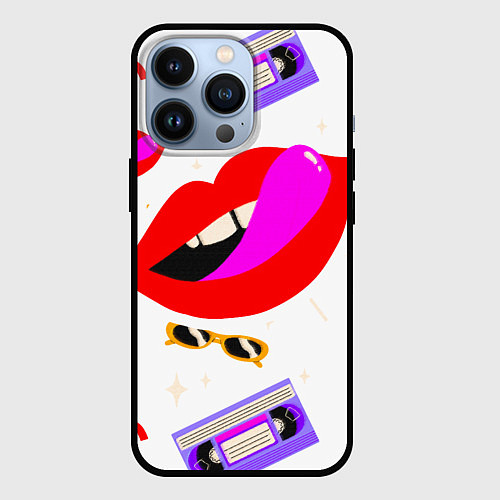Чехол iPhone 13 Pro Вечеринка 90-х: Яркие символы эпохи / 3D-Черный – фото 1