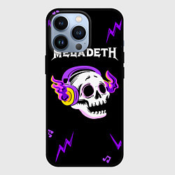 Чехол iPhone 13 Pro Megadeth неоновый череп