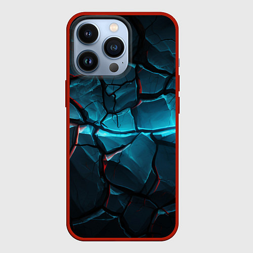 Чехол iPhone 13 Pro Каменная стена текстура / 3D-Красный – фото 1