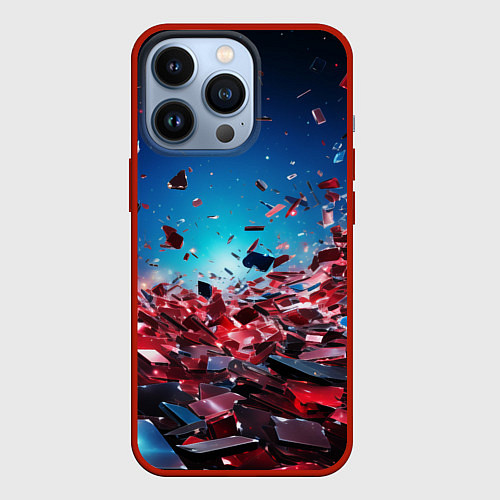 Чехол iPhone 13 Pro Осколки плит в движении / 3D-Красный – фото 1