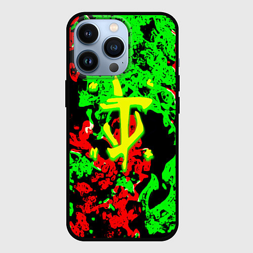 Чехол iPhone 13 Pro Doom кислотный огонь / 3D-Черный – фото 1