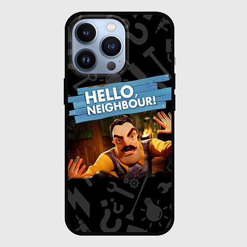 Чехол iPhone 13 Pro Привет сосед на фоне замков / 3D-Черный – фото 1