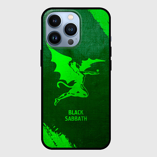 Чехол iPhone 13 Pro Black Sabbath - green gradient / 3D-Черный – фото 1