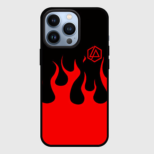 Чехол iPhone 13 Pro Linkin park logo fire / 3D-Черный – фото 1