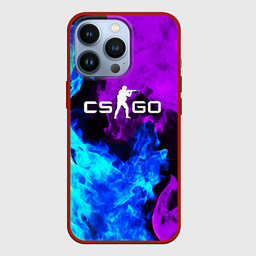 Чехол iPhone 13 Pro CSGO neon flame / 3D-Красный – фото 1