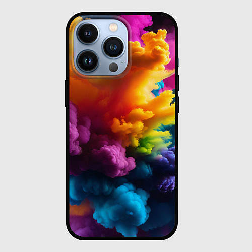 Чехол iPhone 13 Pro Взрыв разноцветных облаков / 3D-Черный – фото 1