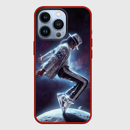 Чехол iPhone 13 Pro Michael Jackson on the moon / 3D-Красный – фото 1