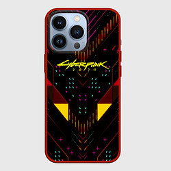 Чехол для iPhone 13 Pro Cyberpunk2077 geometry, цвет: 3D-красный