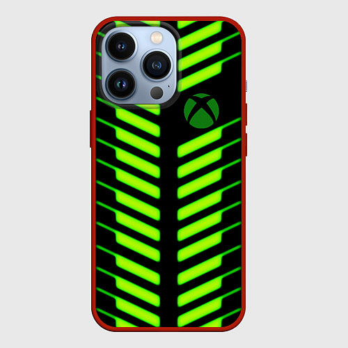 Чехол iPhone 13 Pro Xbox green line / 3D-Красный – фото 1