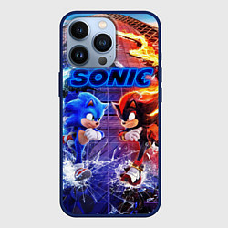 Чехол для iPhone 13 Pro Соник и Шэдоу ёжики, цвет: 3D-тёмно-синий