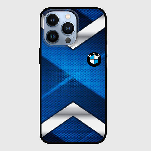 Чехол iPhone 13 Pro BMW metalic blue abstract / 3D-Черный – фото 1