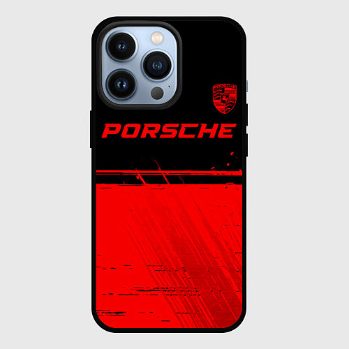 Чехол iPhone 13 Pro Porsche - red gradient посередине / 3D-Черный – фото 1