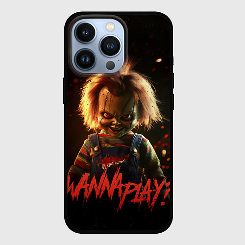 Чехол iPhone 13 Pro Chucky wanna play? / 3D-Черный – фото 1