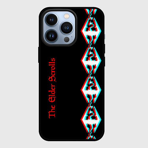 Чехол iPhone 13 Pro The Elder Scrolls glitch logo / 3D-Черный – фото 1