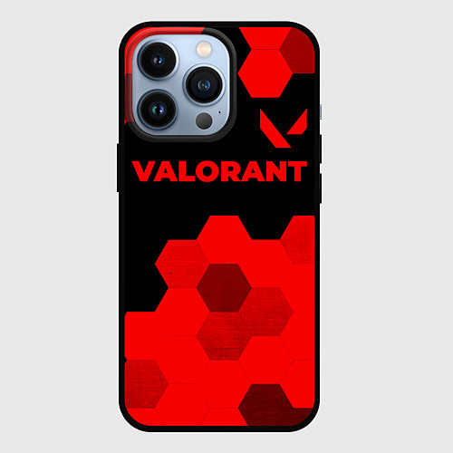 Чехол iPhone 13 Pro Valorant - red gradient посередине / 3D-Черный – фото 1