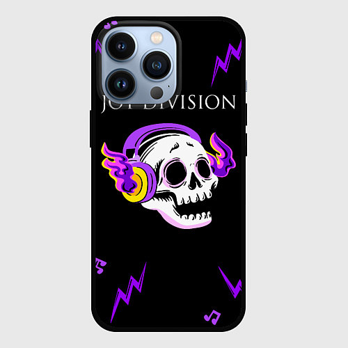 Чехол iPhone 13 Pro Joy Division неоновый череп / 3D-Черный – фото 1