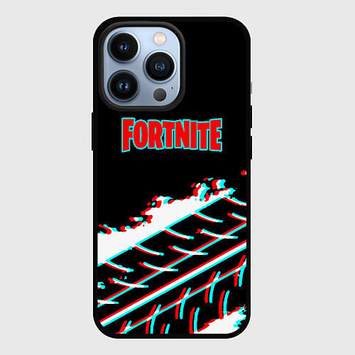 Чехол iPhone 13 Pro Fortnite краски глитч / 3D-Черный – фото 1