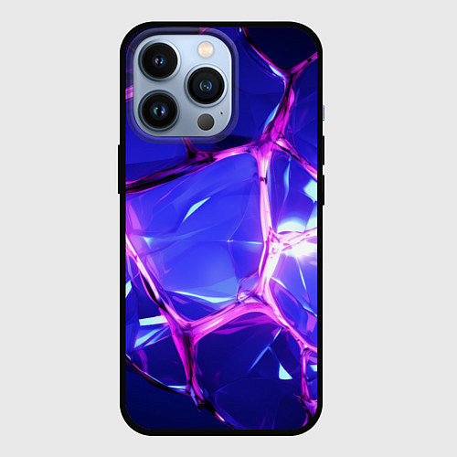 Чехол iPhone 13 Pro Блестящие синие камни текстура / 3D-Черный – фото 1