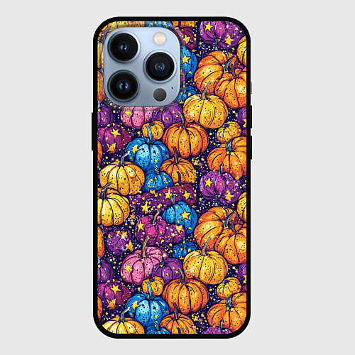 Чехол iPhone 13 Pro Тыквенный урожай / 3D-Черный – фото 1