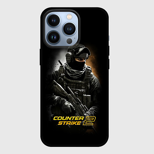 Чехол iPhone 13 Pro Counter strike спецназовец / 3D-Черный – фото 1