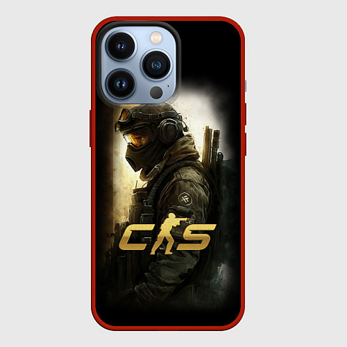 Чехол iPhone 13 Pro Counter strike спецназовец / 3D-Красный – фото 1