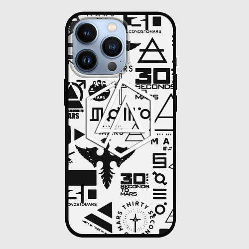 Чехол iPhone 13 Pro Linkin park pattern 30 second to mars / 3D-Черный – фото 1