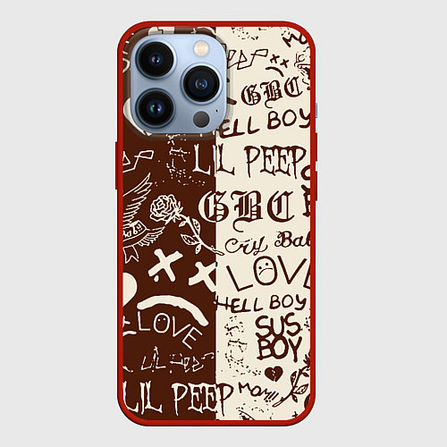 Чехол iPhone 13 Pro Lil peep retro pattern / 3D-Красный – фото 1