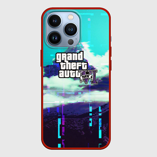 Чехол iPhone 13 Pro GTA6 glitch pattern / 3D-Красный – фото 1