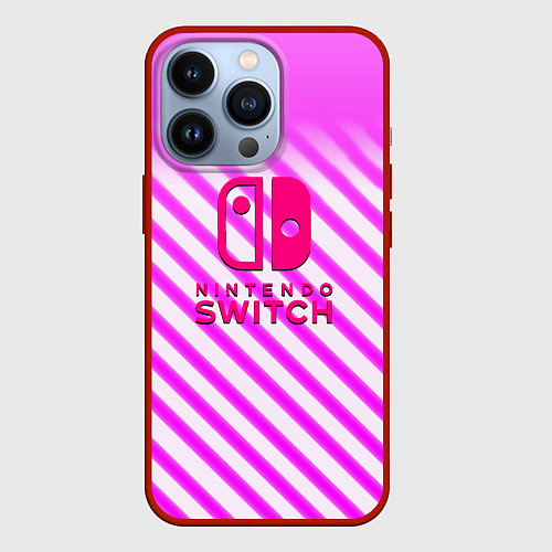 Чехол iPhone 13 Pro Nintendo pink line / 3D-Красный – фото 1