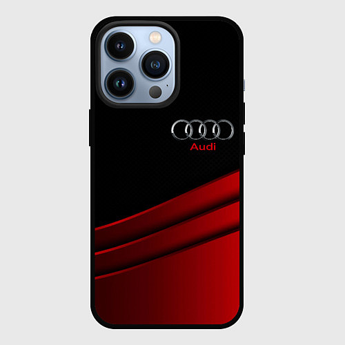 Чехол iPhone 13 Pro AUDI carbon metal / 3D-Черный – фото 1