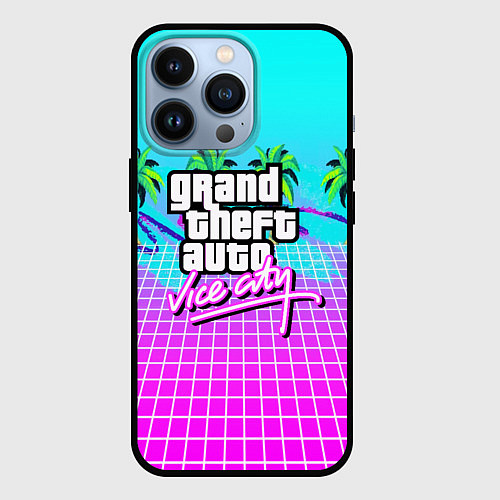 Чехол iPhone 13 Pro Vice city tropic collection / 3D-Черный – фото 1