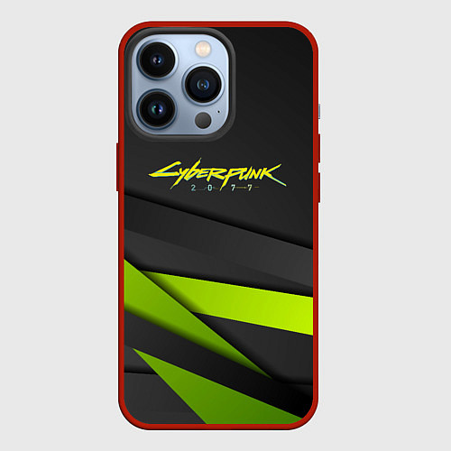 Чехол iPhone 13 Pro Cyberpunk 2077 stripes line / 3D-Красный – фото 1