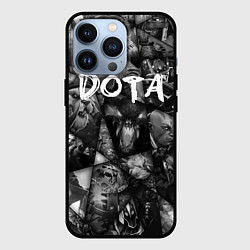 Чехол iPhone 13 Pro Dota 2 - мозаика из персонажей игры